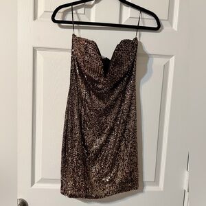Fashion Nova Black Sequin Top with Rose Gold Accents